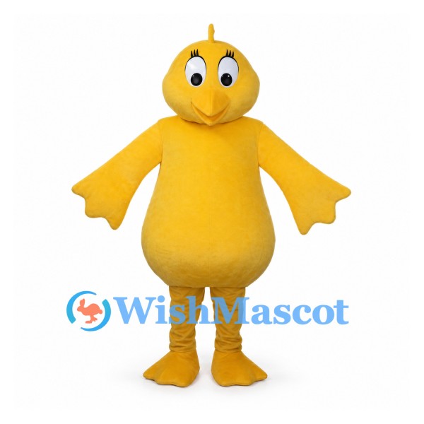 Duck Mascot Costume in Yellow with Rounded Belly