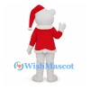 Polar Bear Mascot Costume with Red Santa Jacket and Hat