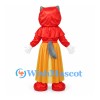 Wolf Mascot Costume with Red Hood and Yellow Skirt