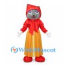 Wolf Mascot Costume with Red Hood and Yellow Skirt