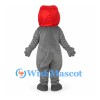 Wolf Mascot Costume in Gray with Red Hood and Scarf