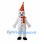 Snowman Mascot Costume with Red Yellow Cone Hat and Scarf