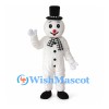 Snowman Mascot Costume with Black Top Hat and Checked Scarf