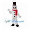 Snowman Mascot Costume with Black Top Hat and Red Scarf