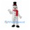 Snowman Mascot Costume with Black Top Hat and Red Scarf