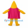 Raindrop Mascot Costume in Yellow with Pink Cape