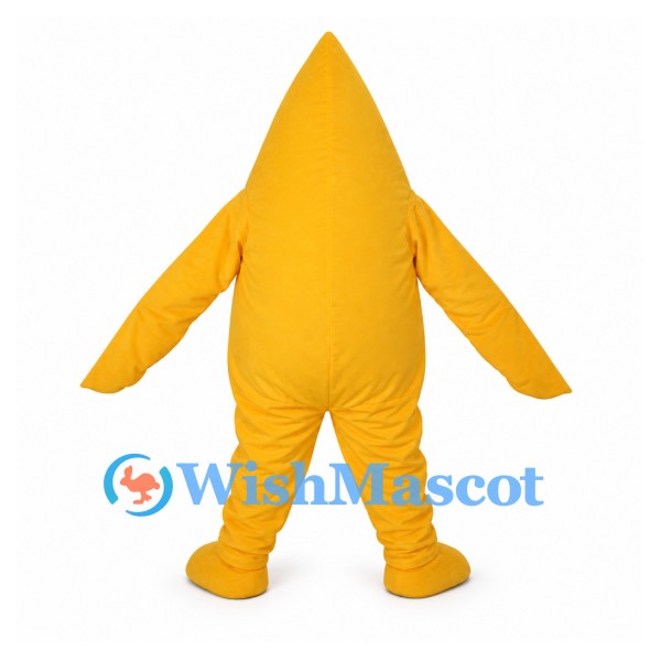 Raindrop Mascot Costume in Yellow with Smiling Face
