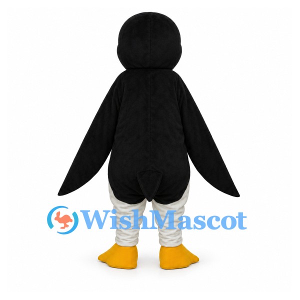 Penguin Mascot Costume with Green Eyes and Yellow Bill
