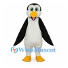 Penguin Mascot Costume with Green Eyes and Yellow Bill