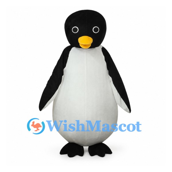 Penguin Mascot Costume in Black and White with Round Belly