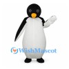 Penguin Mascot Costume with White Belly and Orange Bill