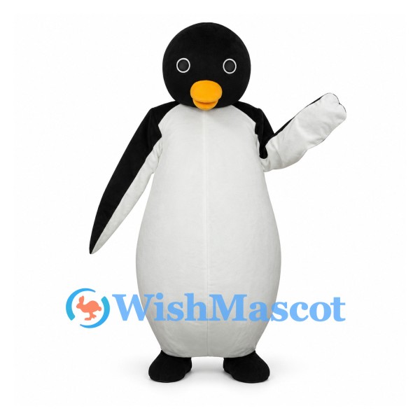 Penguin Mascot Costume with White Belly and Orange Bill