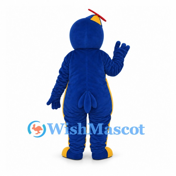 Penguin Mascot Costume in Blue and Yellow with Propeller Cap
