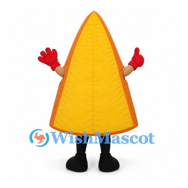 Pizza Slice Mascot Costume with Colorful Toppings and Red Gloves
