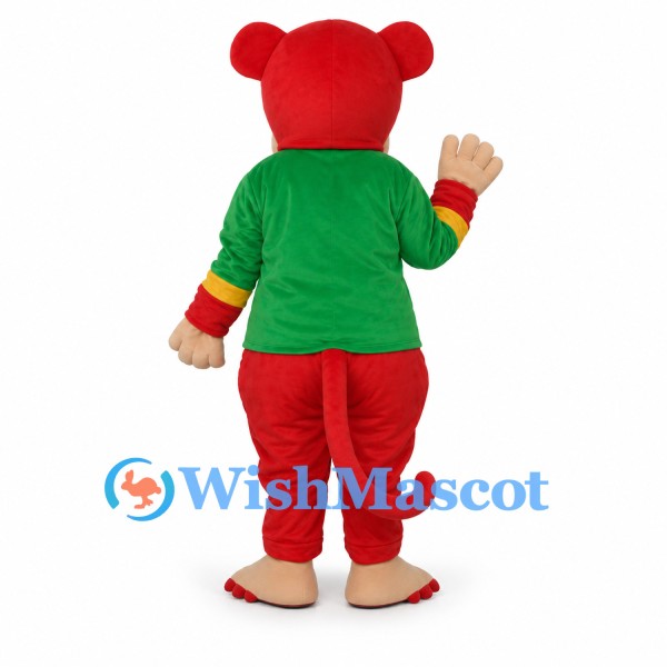 Monkey Mascot Costume in Red with Green Shirt