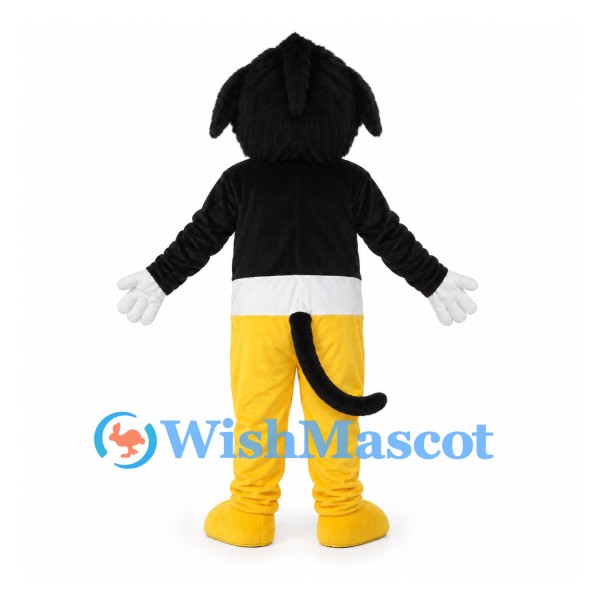Dog Mascot Costume with Black Top and Yellow Pants