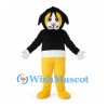 Dog Mascot Costume with Black Top and Yellow Pants