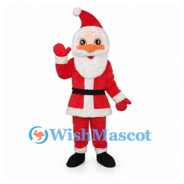 Santa Claus Mascot Costume with Red Suit and White Beard