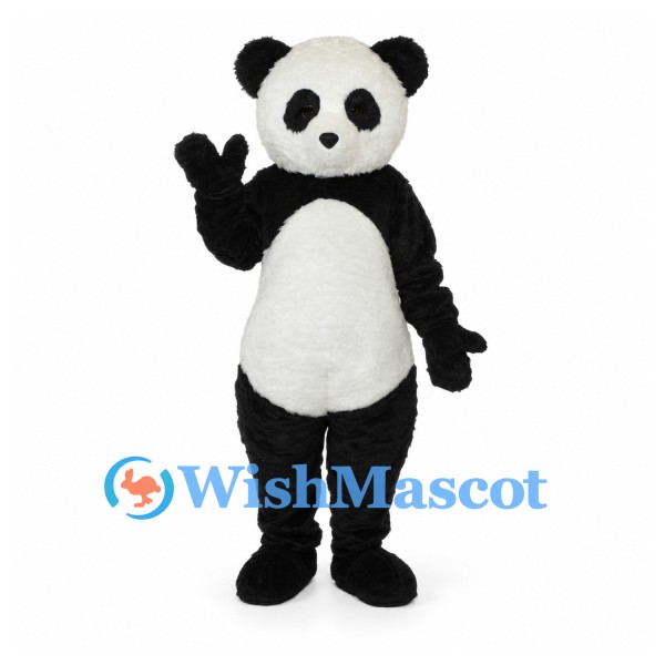 Panda Mascot Costume in Black and White with Rounded Belly