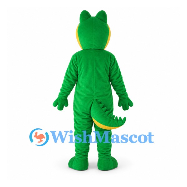 Crocodile Mascot Costume in Green with Yellow Belly
