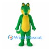 Crocodile Mascot Costume in Green with Yellow Belly