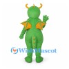 Dragon Mascot Costume in Green with Orange Belly and Wings