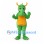Dragon Mascot Costume in Green with Yellow Horns and Orange Belly