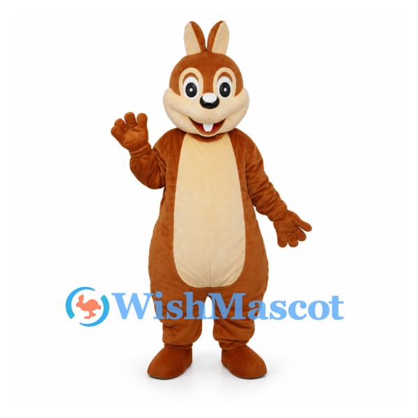 Rabbit Mascot Costume in Brown with Cream Belly