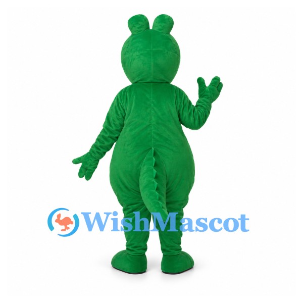 Crocodile Mascot Costume in Green with Yellow Belly and Long Tongue