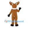 Reindeer Mascot Costume in Brown with White Chest and Red Nose