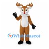 Reindeer Mascot Costume in Brown with White Chest and Red Nose