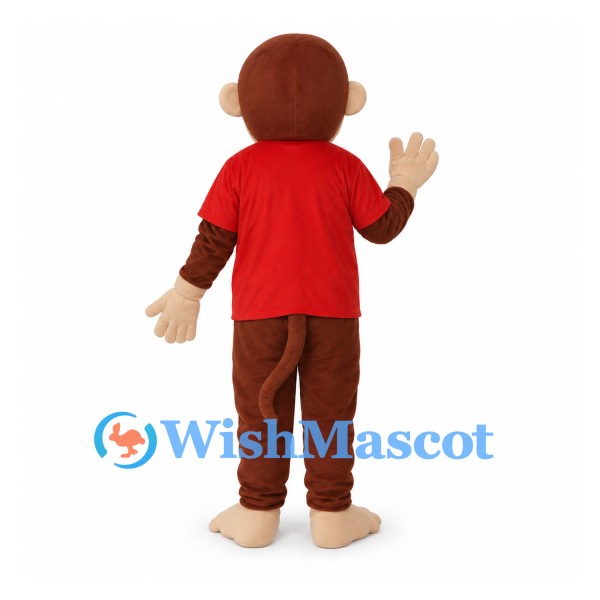 Monkey Mascot Costume with Red Shirt and Brown Body