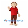 Monkey Mascot Costume with Red Shirt and Brown Body