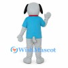 Dog Mascot Costume in Gray with Blue Shirt