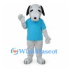 Dog Mascot Costume in Gray with Blue Shirt