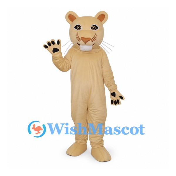 Lioness Mascot Costume in Cream with Black Paw Pads