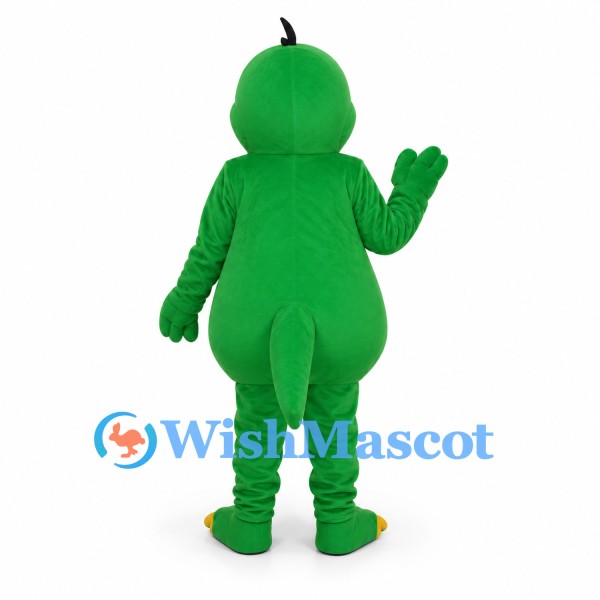 Dinosaur Mascot Costume in Green with Small Black Head Tuft