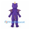 Dragon Mascot Costume in Purple with Yellow Belly and Wings