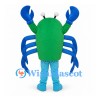 Crab Mascot Costume in Green with Blue Claws and Legs