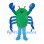 Crab Mascot Costume in Green with Blue Claws and Legs