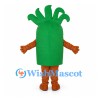 Celery Mascot Costume in Green with Leafy Top and Brown Limbs