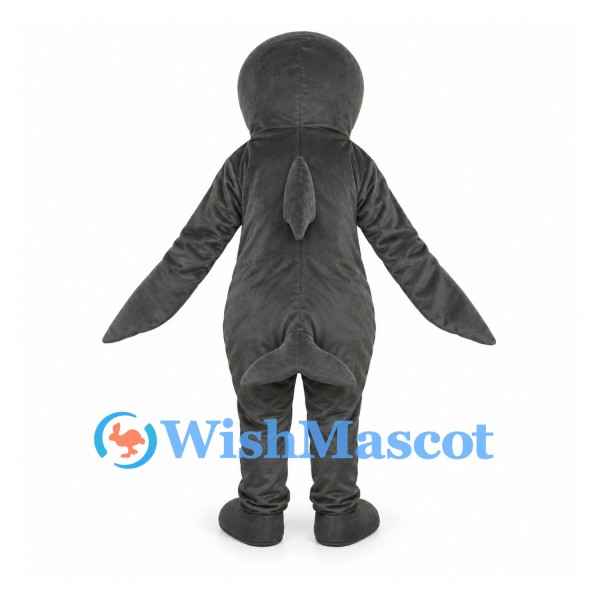 Dolphin Mascot Costume in Gray with White Belly and Pink Mouth