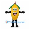 Lemon Mascot Costume in Yellow with Green Leaves