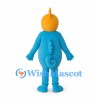 Seahorse Mascot Costume in Blue with Yellow Head and Belly