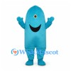 Cyclops Mascot Costume in Turquoise with Wide Smile