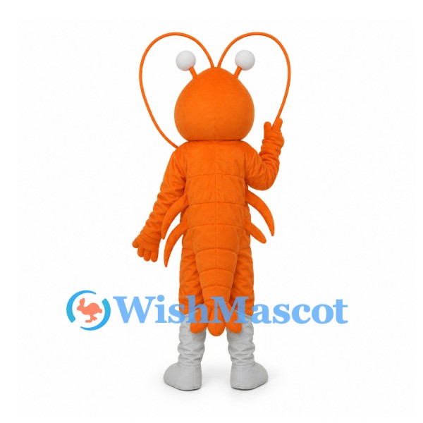 Lobster Mascot Costume in Orange with White Belly and Long Antennae