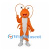 Lobster Mascot Costume in Orange with White Belly and Long Antennae