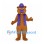 Bear Mascot Costume with Purple Vest and Cap