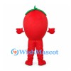 Tomato Mascot Costume in Red with Green Leaves