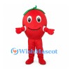 Tomato Mascot Costume in Red with Green Leaves